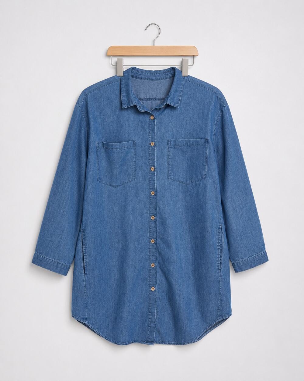 Copied - Blue Wash Chambray Button Down Tunic